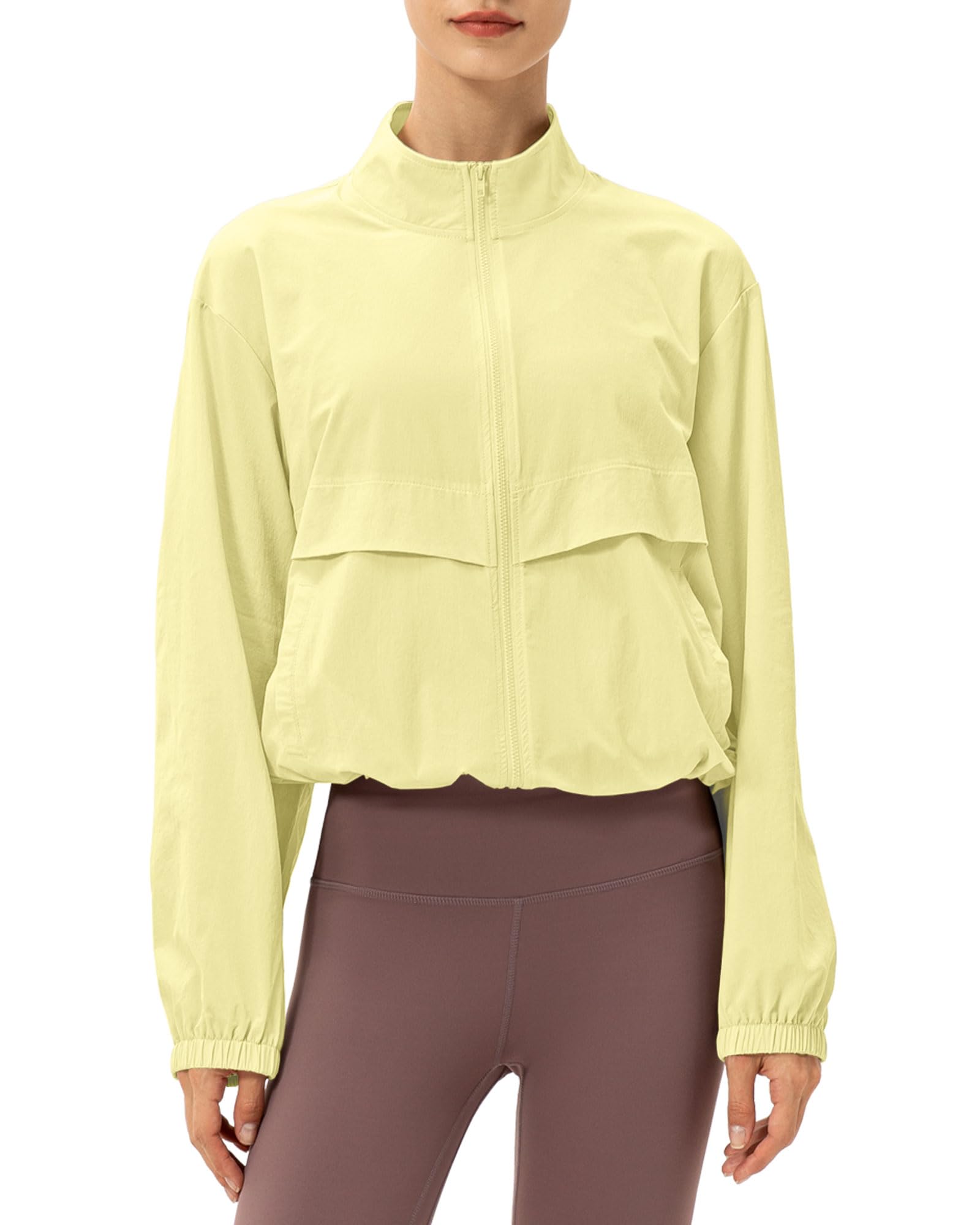 Locachy Women's Lightweight Sports Jacket with Zipper Stand Collar Windproof Sun