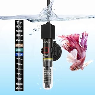 DaToo Mini Aquarium Heater 25W Small Fish Tank Heater 25 Watt with Free Thermometer Sticker