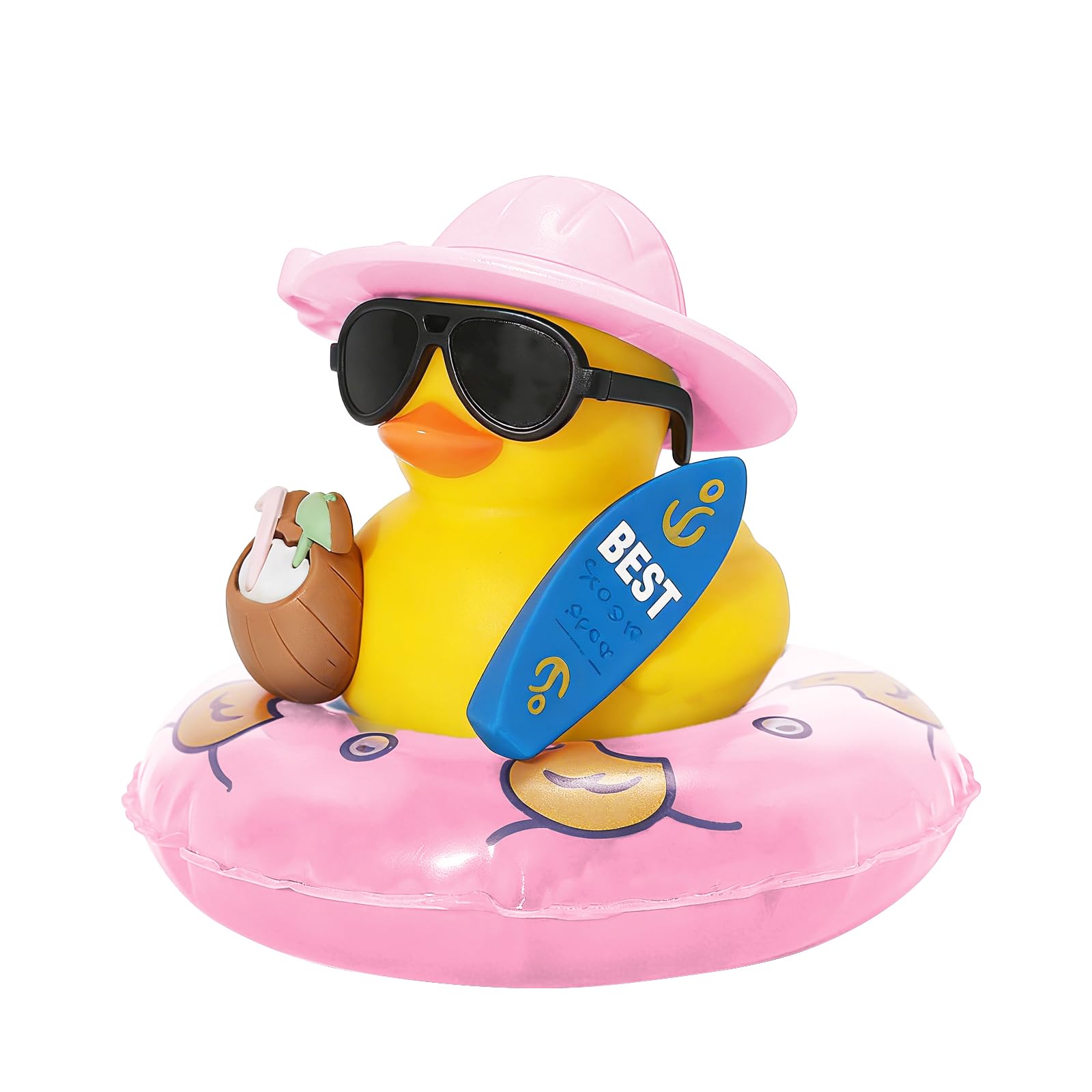 Rubber Duck Car Ornaments, Summer Beachy Vacation Ducks with Surfing Board | Nov
