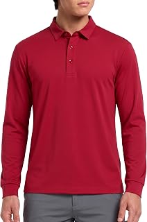 MIER Mens Long Sleeve Dry Fit Golf Athletic Work Polo Shirt with Collar and SPF Sun Protection (UPF 50+)
