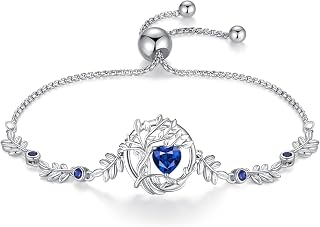 FANCIME Tree of life Birthstone Bracelet Sterling Silver Jewelry for Women