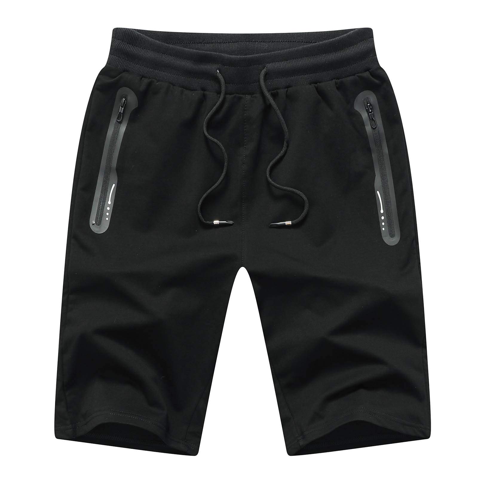 JustSun Mens Shorts Casual Sports with Elastic Waist Zipper Pockets