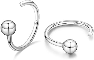 CHIC & ARTSY Huggie Earrings for Women 925 Sterling Silver Half Hoop Earrings - Hypoallergenic Small Ball, Bar, Star, Moon, Heart, Cross, Dot, Triangle - High Polished Huggy Hoop Earrings for Women