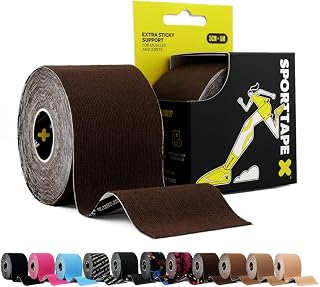 SPORTTAPE Kinesiology Tape – 2 in x 5 m – Dark Brown – Sports Tape