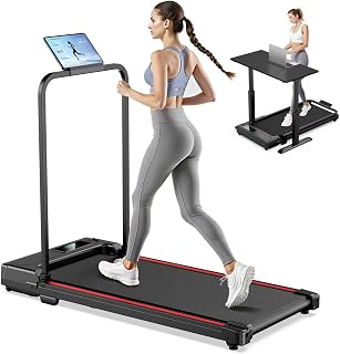 Walking Pad, Treadmill with Handle Bar Foldable Treadmills for Home Indoor Under Desk Portable Compact Electric Walk Pads Small Spaces Office Folding Mini Walking Running Quiet Qyraenix