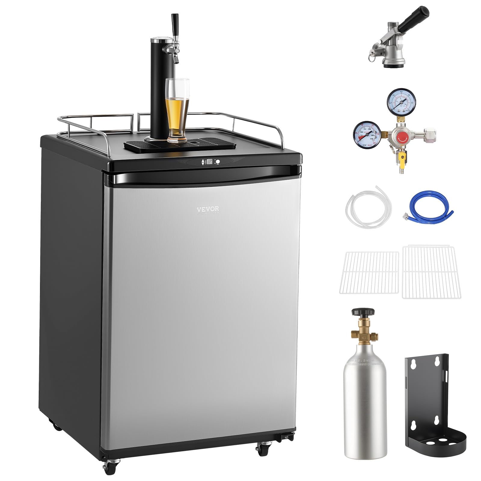 VEVOR Beer Kegerator, Single Tap Draft Beer Dispenser, Full Size Keg Refrigerato