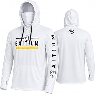 Fishing Shirts for Men,UPF50 Hooded Long Sleeve with Gaiter, Sun Protection Dry Fit Apparel, Face Mask, Fishing Clothes