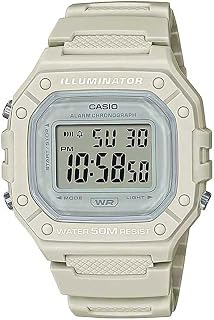 Casio Men's Quartz Sports Bracelet and White Resin Case Analog Display Wrist Watch W-218HC-8A