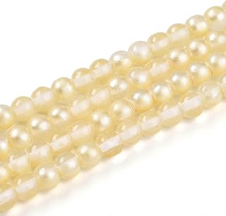 50pcs 4mm Yellow Round Glass Beads for Jewelry Making Crystal Spacer Loose Beads for DIY Crafts Bracelet Necklace Earrings DIY Crafts Making