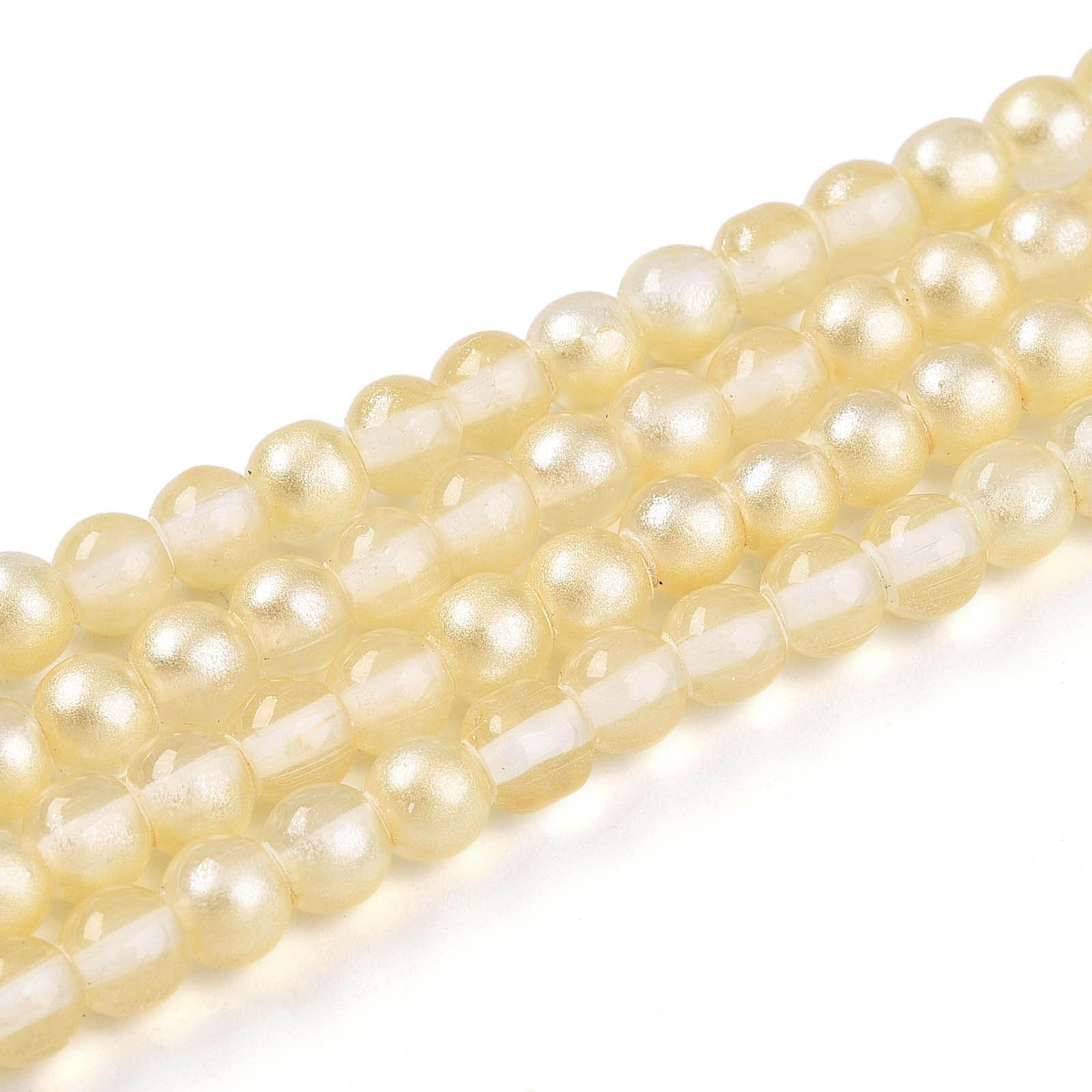 50pcs 4mm Yellow Round Glass Beads for Jewelry Making Crystal Spacer Loose Beads
