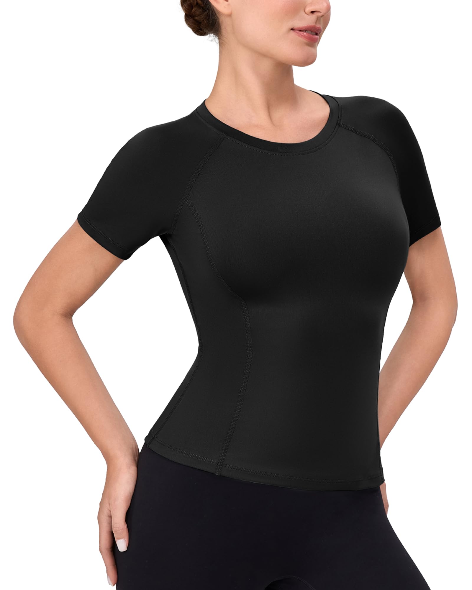 SPVISE Women's Compression Shirt Short Sleeve Workout Tops Athletic Baselayer Dr