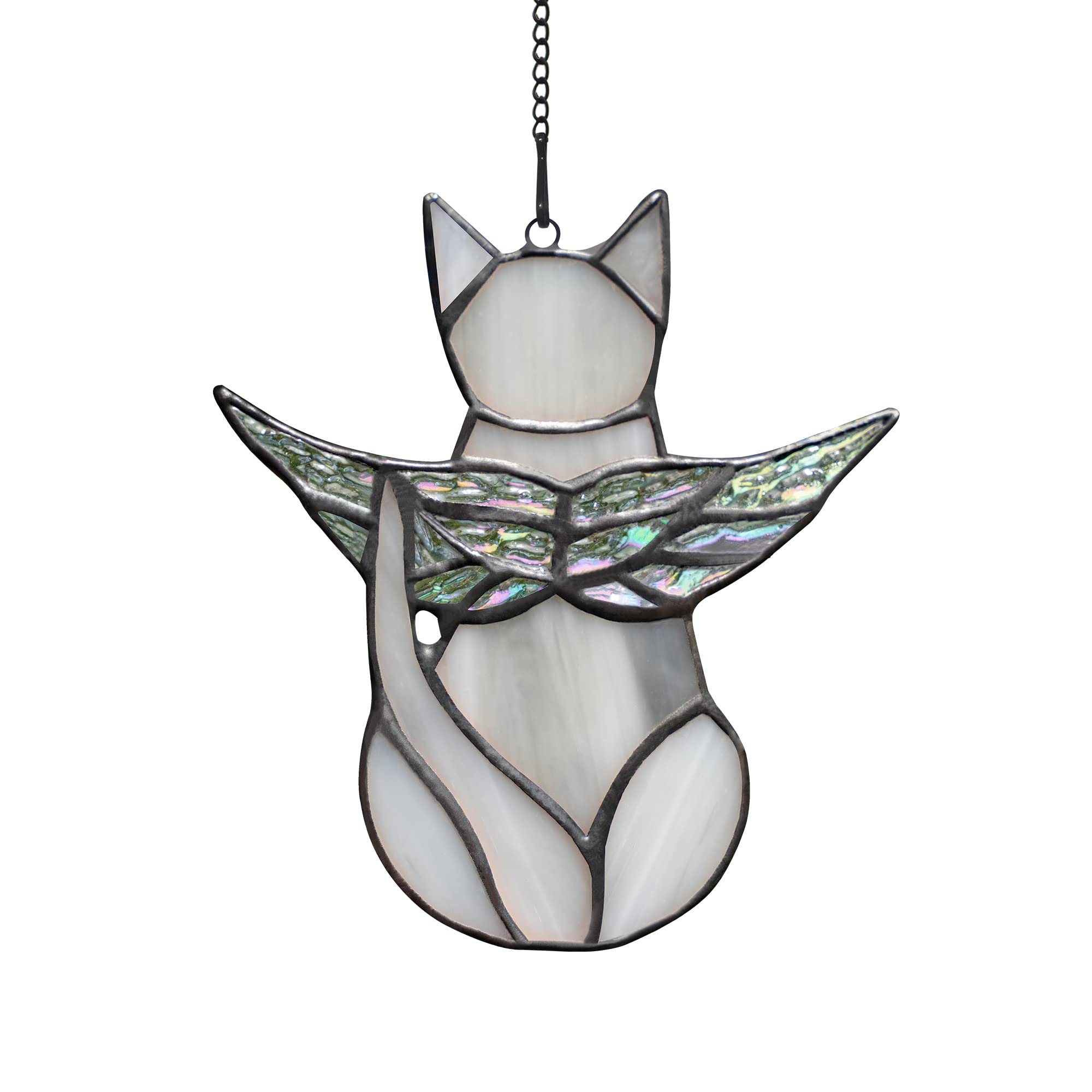 BOXCASA Gray Cat Memorial Gift Stained Glass Loss of Cat Sympathy Gifts | Handcr