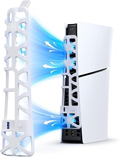 NexiGo Silent Enhanced Cooling Fan for PS5 Slim, Adjustable Speed, Auto Power On/Off, with USB 3.0 Port, Efficient Cooling for Both PS5 Slim Disc and Digital Editions (White)