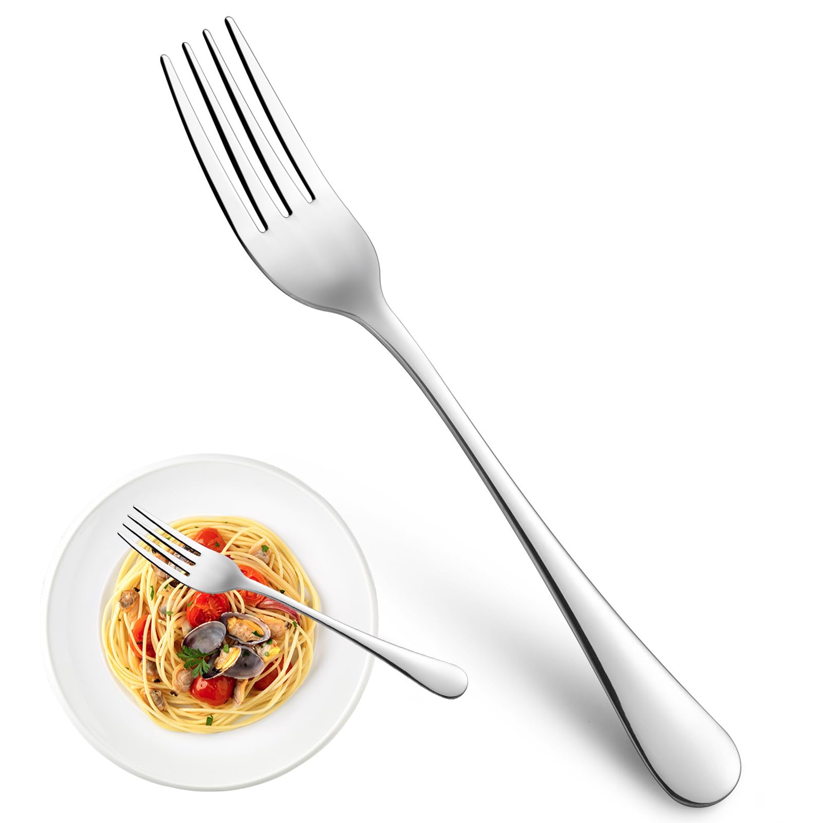 MUTNITT Dinner Forks,Set of 16 Top Food Grade Stainless Steel Silverware Forks,T