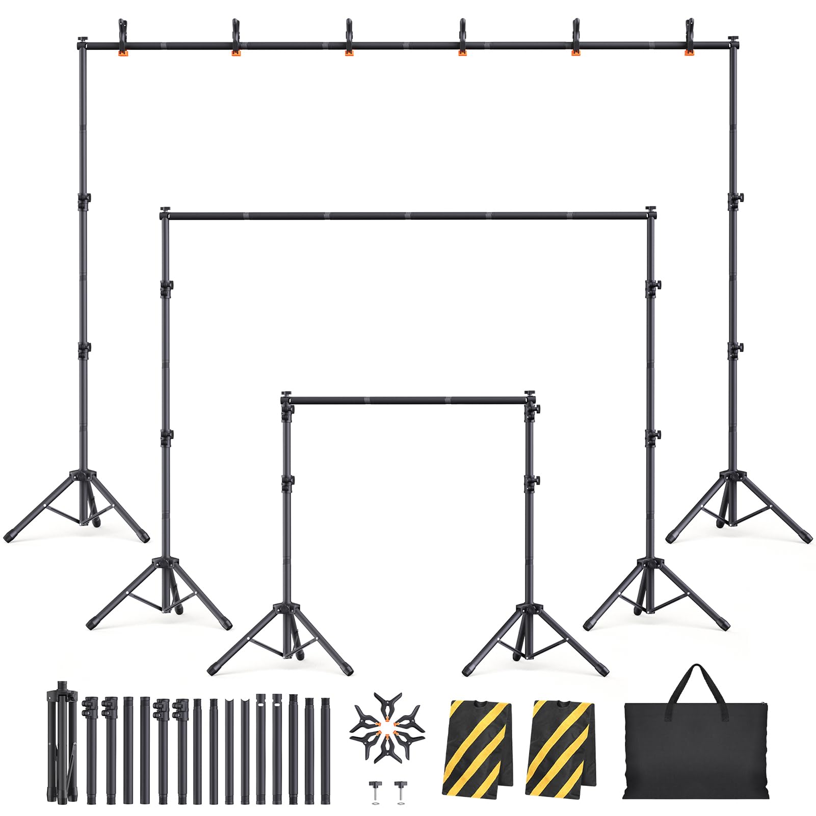 Backdrop Stand Kit - 6 Widths, 10x7.5ft Adjustable Background Stand for Parties 