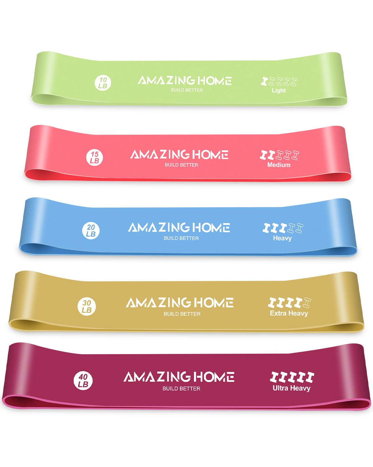 AmazingCraft Resistance Bands for Working Out- 5 Levels with Exercise Bands, Mul