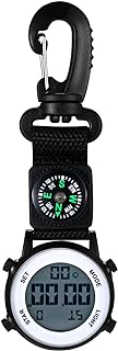 Lancardo Clip on Digital Watch Backpack Fob Watch for Men and Women Nylon Band Key Ring Watch for Nurses Doctors Chefs Climbers Home Office Outdoor Use