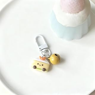 Adorable Croissant Keychain with Kawaii Bell Pendant Elegant Food Theme Keychain Ornamen Fun Exquisite Bag Accessories