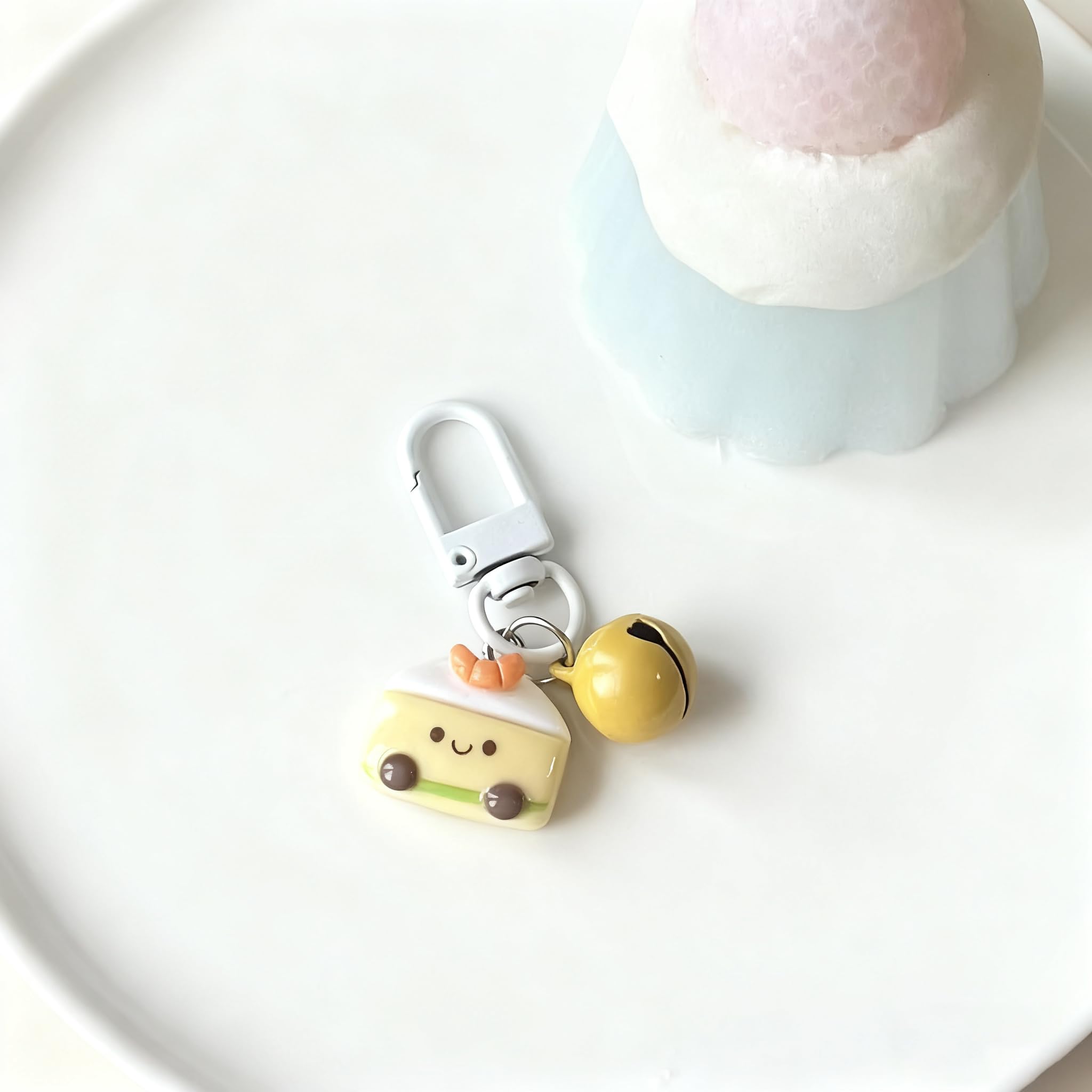 Adorable Croissant Keychain with Kawaii Bell Pendant Elegant Food Theme Keychain
