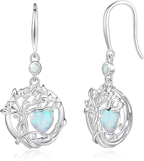 FANCIME Tree of Life Dangle Birthstone Earrings Gemstone Jewelry for Women