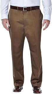 Haggar Mens Work Trousers Weekend Non Iron Regular Flat Front Plus Tall Sizes Brown One Size