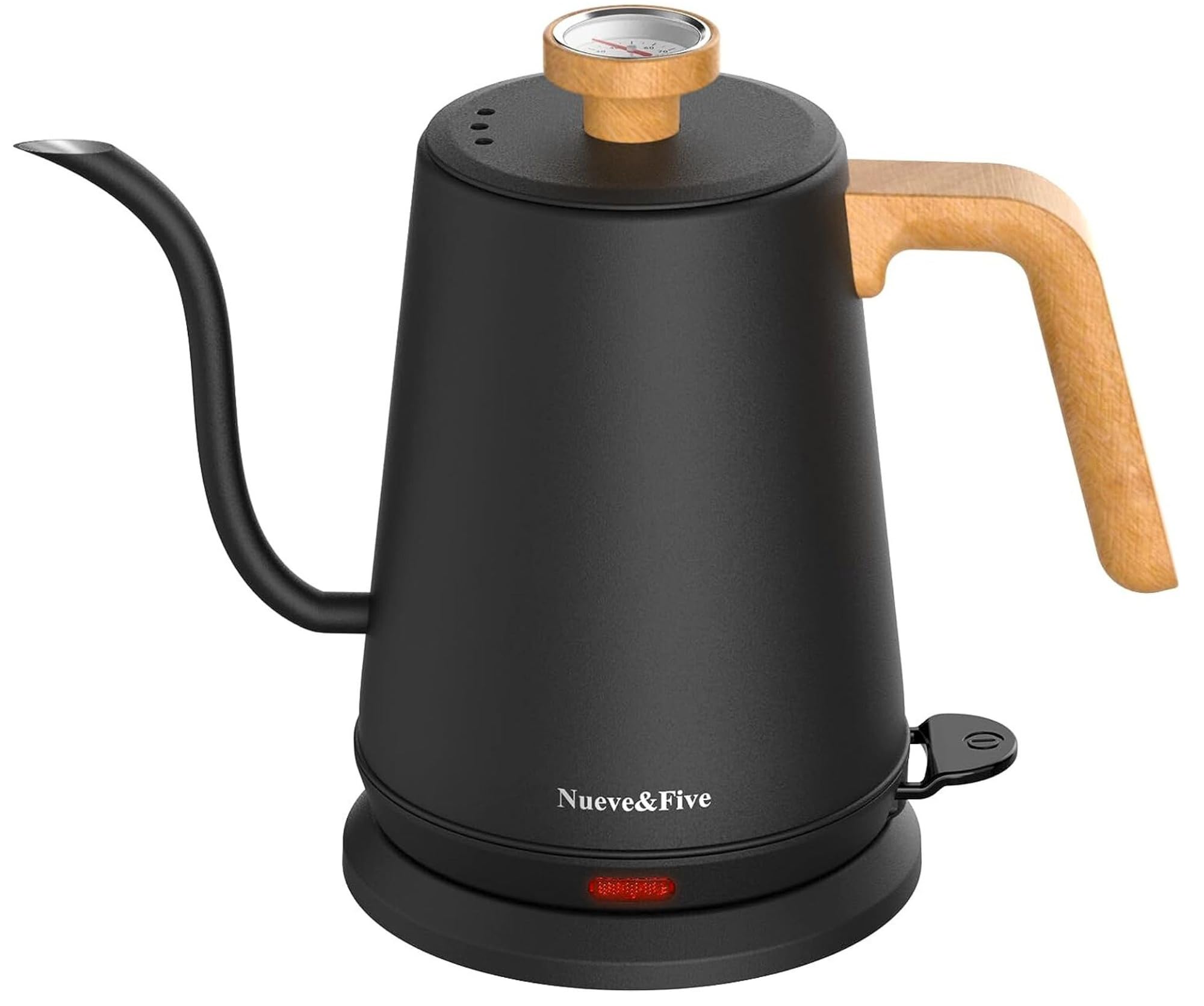 Nueve&Five Electric Gooseneck Kettle with Thermometer, 1.0L Pour Over Hot Water 
