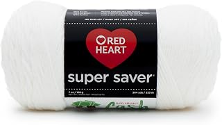 Red Heart Super Saver Yarn for Crocheting &amp; Knitting, White, Single | #4 Medium Worsted Weight Acrylic Soft Yarn for Blankets, Beanies, Amigurumi, and Beginner Projects, 364 yards, 198g/7oz