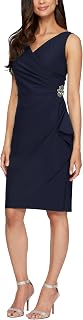 Alex Evenings Womens Sleeveless Embellished Side Dress with RuffleCocktail Dress