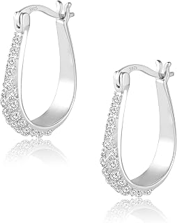 ASH'S CHOICE 925 Sterling Silver Hoop Zirconia Huggie Earrings for Women