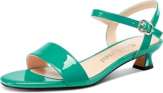 Saekcted Women Kitten Low Heel Open Toe Strappy Ankle Sandals Slingback Buckle Dress Shoes Casual Party Summer 3CM Heels