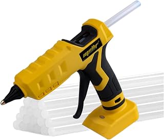 Mellif Cordless Hot Glue Gun for Dewalt 20V Max Battery, Handheld Electric Power Glue Gun Full Size for Arts & Crafts & DIY with 20 Glue Sticks (Battery Not Included), Yelllow