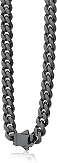 Bestyle Thick Stainless Steel Mens Cuban Link Chain, Black/Gold Chain for Men, No Tarnish & Durable Men Chain Necklace, 5/7/9/12mm Wide, 18"-30" Long, Gift Package