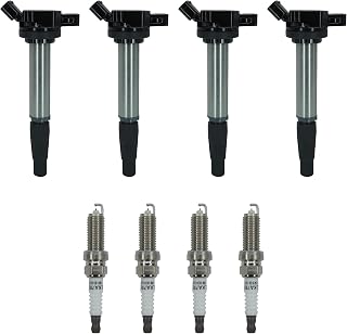 Marsram Ignition Coil Pack UF596 Spark Plug for 2009-2017 Toyota Corolla L4 | Double Iridium Spark Plug 4912 Fit for 2010-2015 Toyota Prius Matrix, 2008-2014 Scion XD, 2009-2010 Pontiac Vibe 1.8L UF619