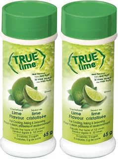 True Lime Crystallized Lime Shaker, 65 g, 2-Pack, 0 Sugar, No Sodium | unsweetened, 0 calories, non-GMO, vegan, gluten free, kosher, for marinades, recipes and seasoning, easy-to-use shaker format