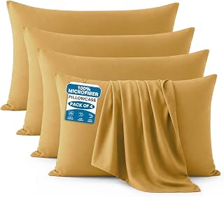 Moonlight Bedding Ochre Pillow Cases 4 Pack (50 x 75cm) Microfibre