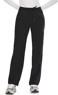 COZYFIT Straight Leg Scrub Pants for Women, Drawstring Soft Stretch, Anti-Wrinkle Women's Scrub Pants with 6 Pockets,Petite