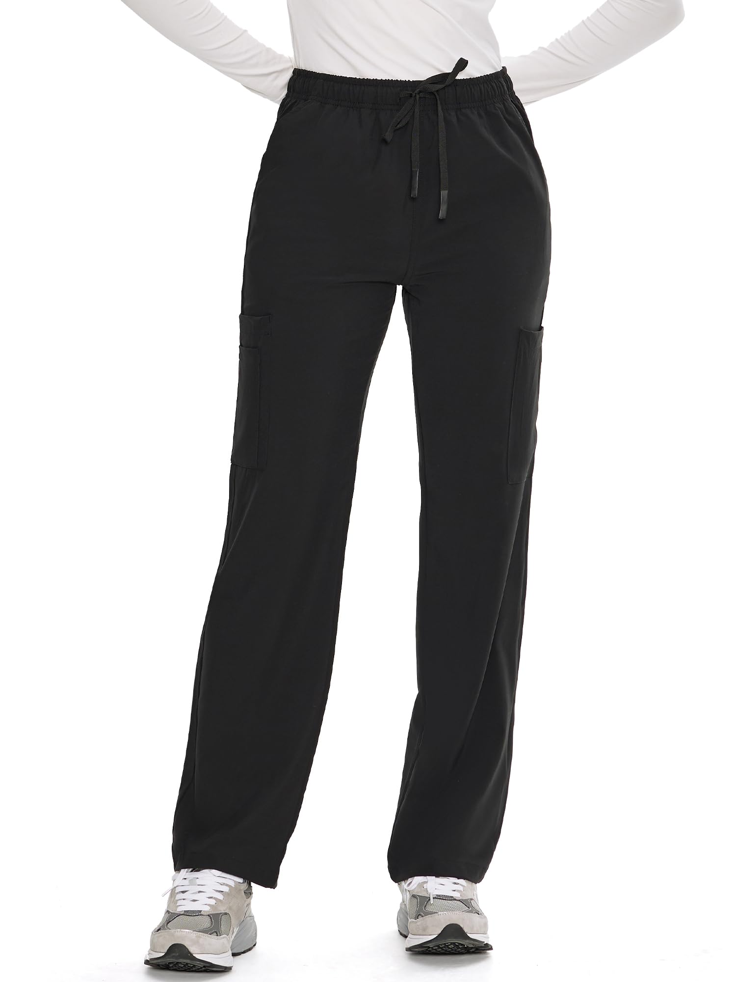 COZYFIT Straight Leg Scrub Pants for Women, Drawstring Soft Stretch, Anti-Wrinkl