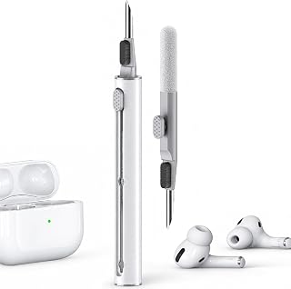 Inesore for AirPod Cleaning Kit, for Phone Earbuds Electronics (White) | Metal Tip, High-Density Soft Brush, Flocked Sponge Tip, 3 in 1 Design, Compact & Lightweight, Easy Operation, Easy to Carry