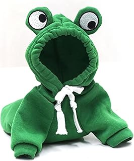 Maruomiki Warm Dog Hoodie Coat Clothes Fleece Lined Winter Cute, Frog XS | Extra Small Pet Frog Shaped Sweatshirt Costume For French Bulldog Chihuahua Pug Yorkie Pomeranian Shih Tzu Mini Poodle