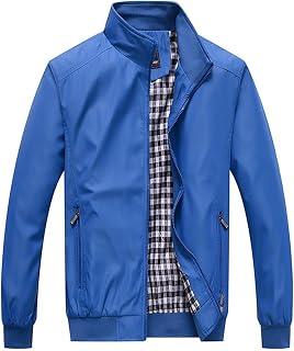 Men's Summer Jacket, Lightweight Bomber Jacket, Plain Zip Up Jacket, Lightweight Leisure Transition Jacket with Zip Pockets, Long Sleeves, Summer Outdoor Sports Jacket, Casual Jacket, Blouson