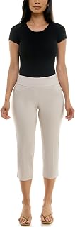 Zac & Rachel Women's Casual Business Trousers Pull-On Slim Leg Crop Trousers