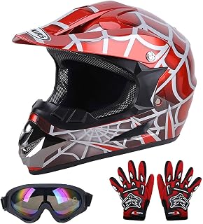 OUMURS Youth Dirt Bike Helmet DOT Approved, Kids Full Face Motocross Helmet | Goggles, Gloves, Storage Bag Included, Lightweight 2.31lb, Washable Liner, Boys Girls, for ATV UTV BMX MX Off-Road Racing