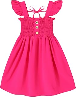JEELLIGULAR Toddler Dress Ruffle Sleeveless Button Down Dress for Toddler Girl Dress Summer Beach Casual A-line Sundress