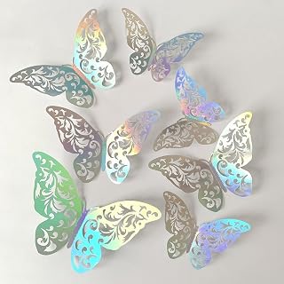 72 Pieces 3D Hollow Out Wall Stickers - Butterfly Polychrome PET Wallpaper Sticker Wall Decor for Bedroom Living Room Home Art Decor