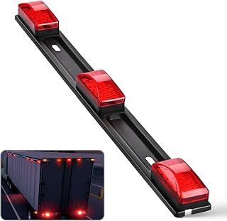Nilight 14.2" 9 LED Trailer Light Bar, Red Clearance Marker Light | Rear ID marker light with stainless steel bracket for trucks, trailers, RVs and boat trailers.