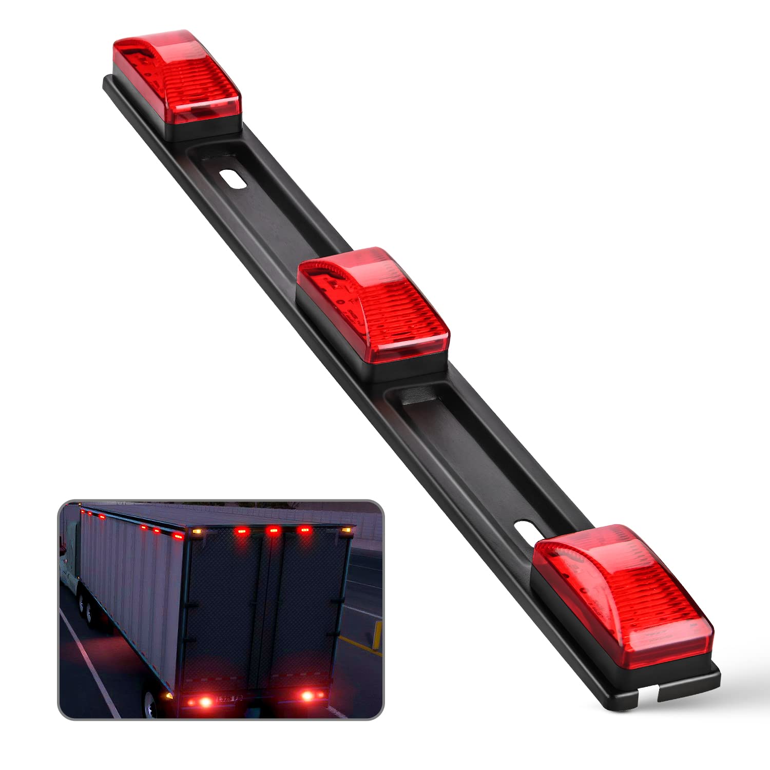 Nilight 14.2" 9 LED Trailer Light Bar, Red Clearance Marker Light | Rear ID