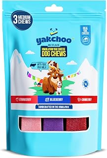 Premium Himalayan Yak Chews for Dogs – Blueberry, Strawberry, Cranberry | Medium Bars 70g (Pack of 3) | 100% Natural, Long-Lasting, Protein & Calcium Rich Treats for All Breeds