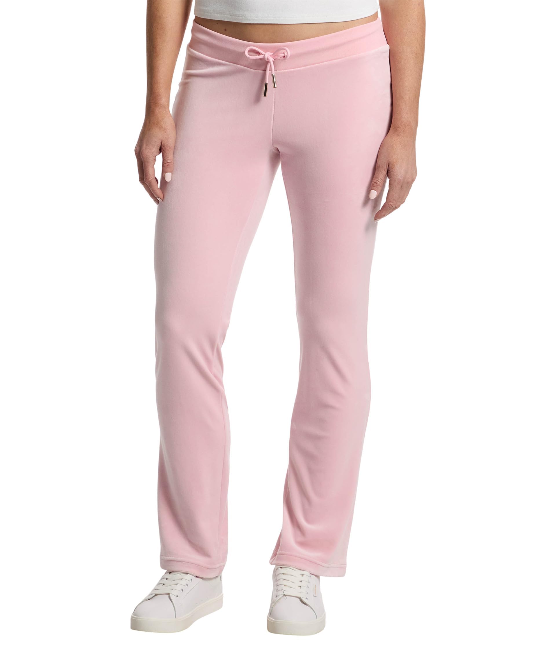 Juicy Couture Womens Rib Waist Velour Pants with Drawcord