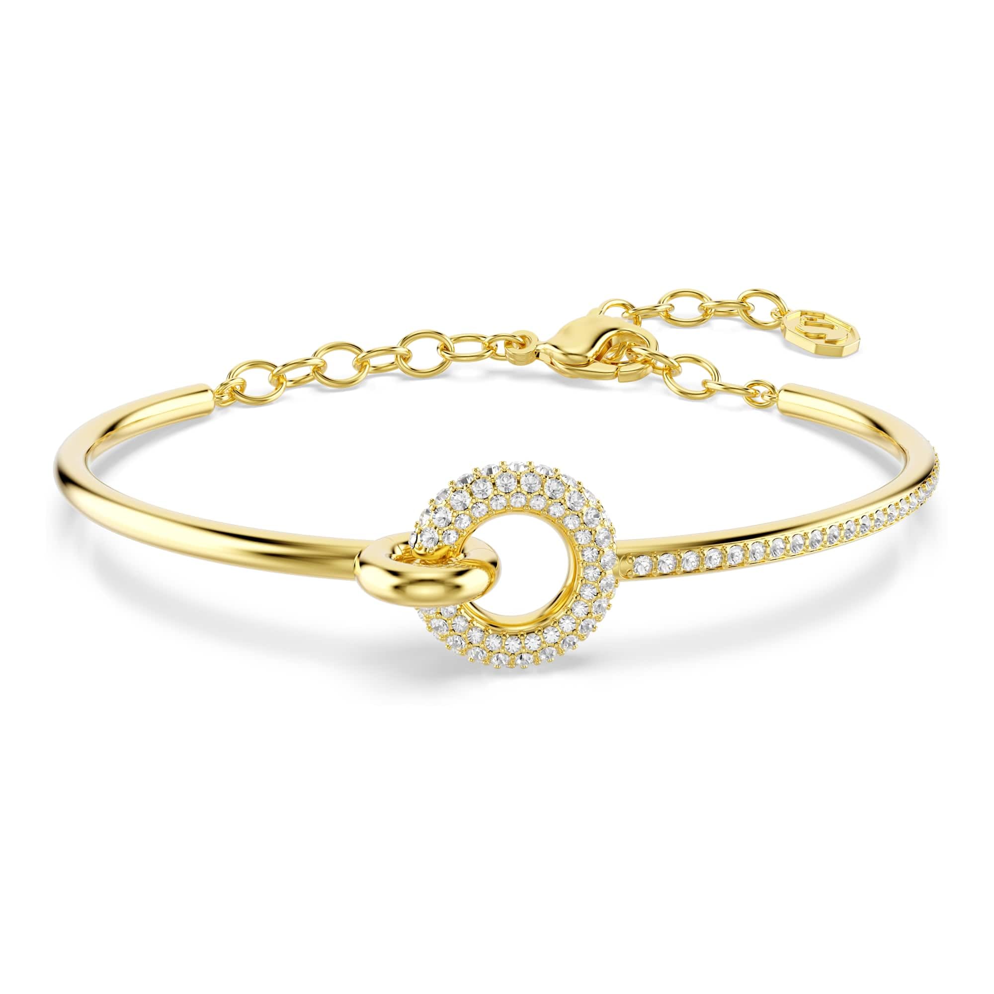 Swarovski Dextera bangle, Round cut, White, Gold-tSwarovski One plated