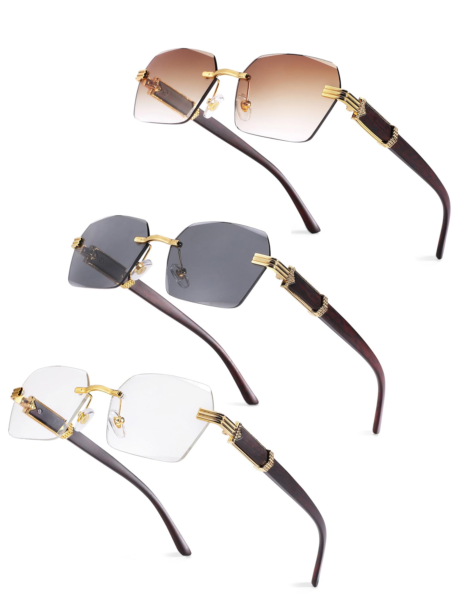 Pro Acme Rimless Rectangle Sunglasses Y2K Glasses Shades